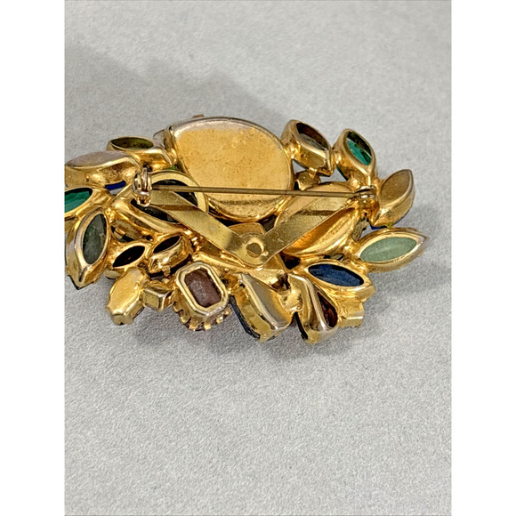 40s Designer Multi-Color 3" Brooch/Pin Sparkly Vibrant Colorful - Picture 6 of 13